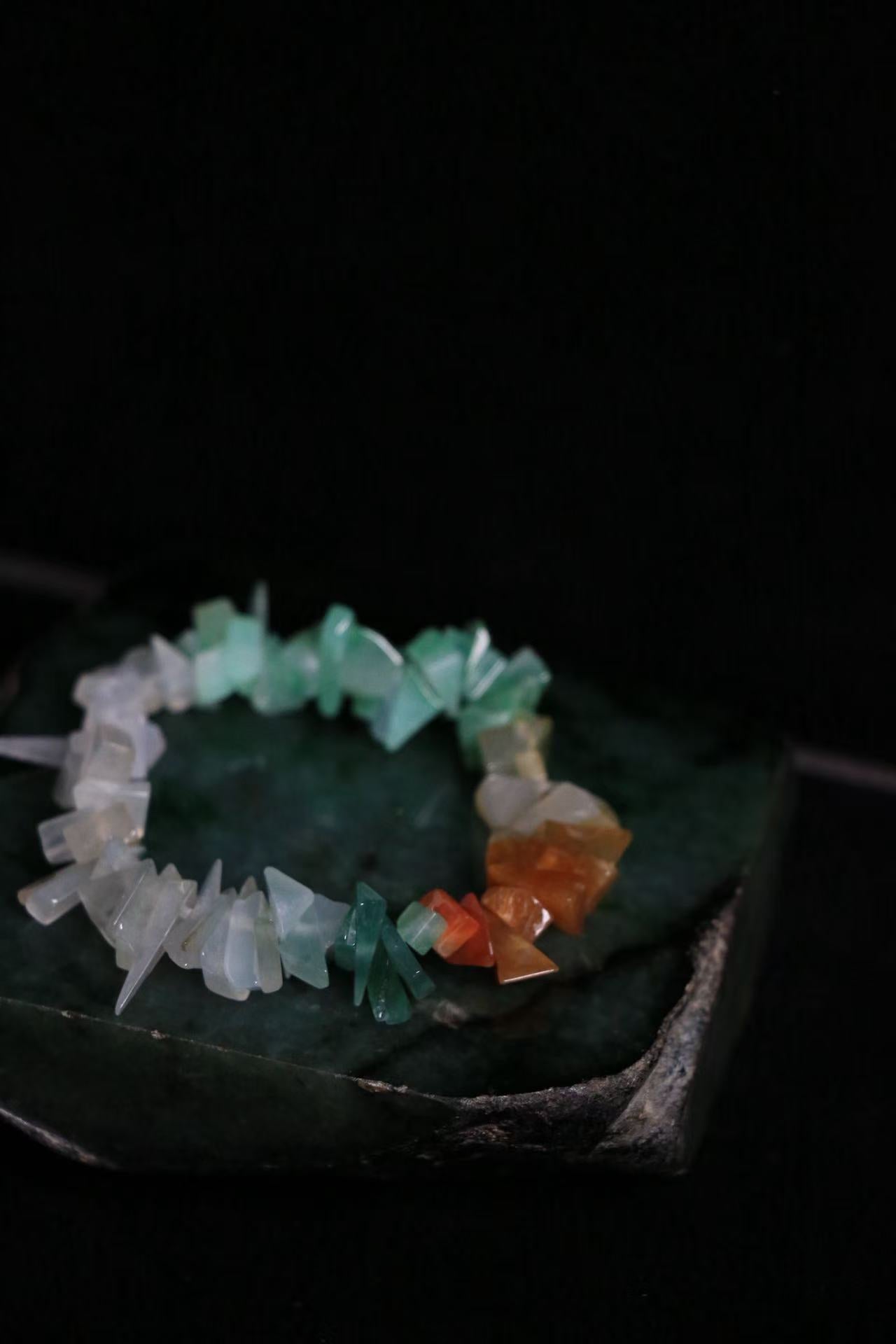 Warrior's Spike Defense Bracelet - 68 Raw Jade Shards for Anti-Negativity & Metal-Wood Element Wealth