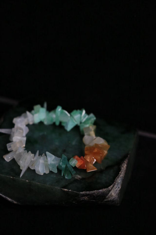 Warrior's Spike Defense Bracelet - 68 Raw Jade Shards for Anti-Negativity & Metal-Wood Element Wealth