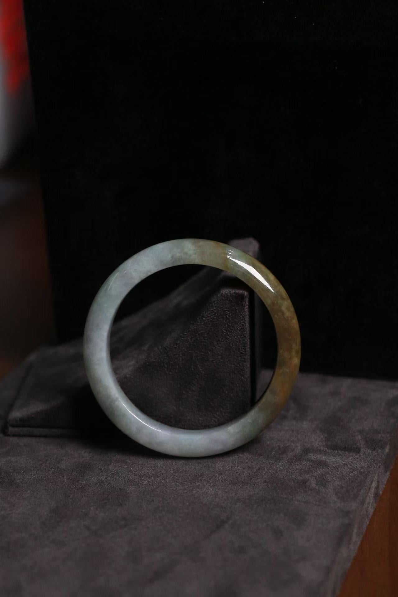 Golden White Jade Bangle - One-of-a-Kind Feng Shui Wealth Attractor & Five Elements Destiny Enhancer for Positive Energy