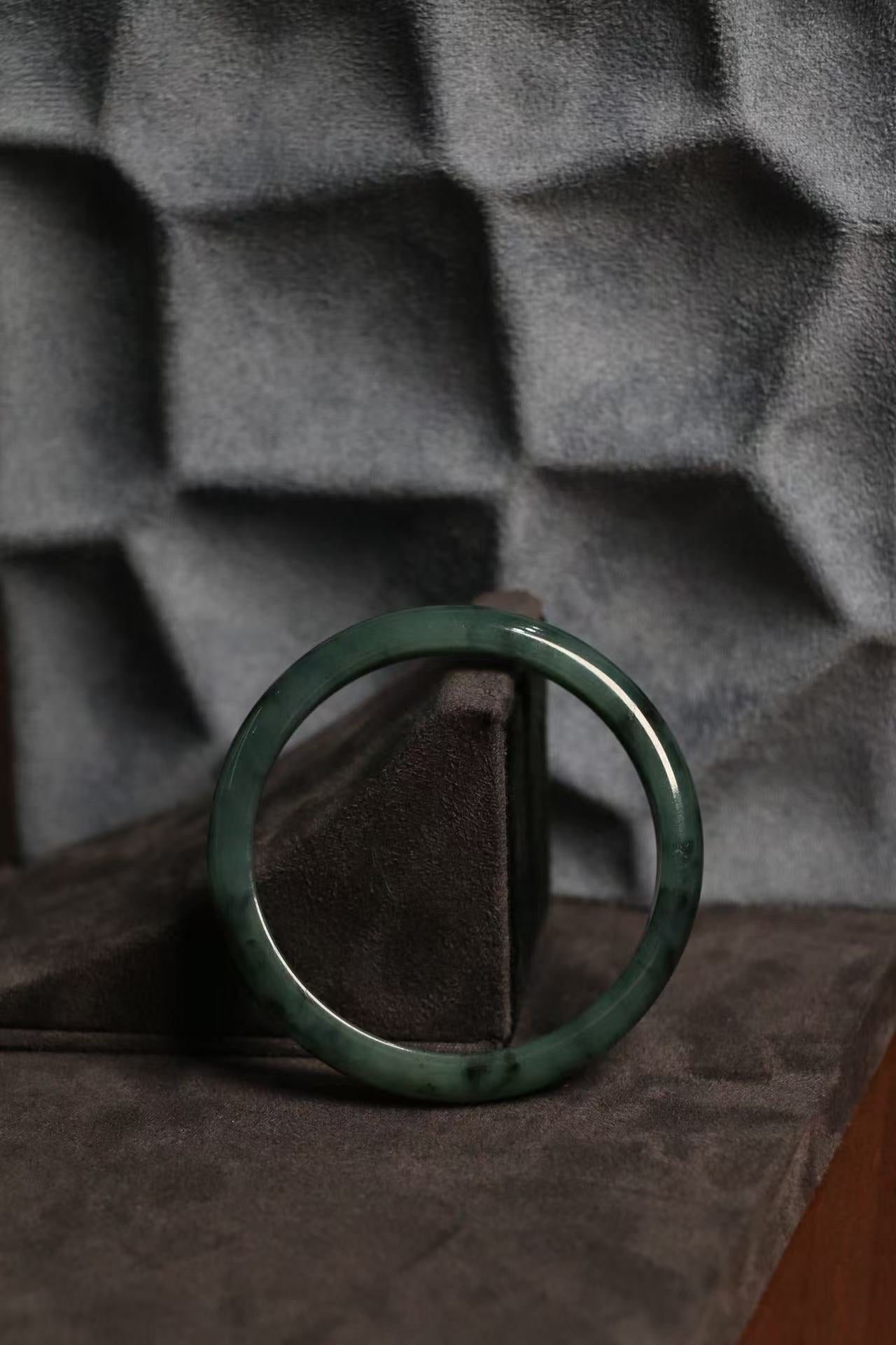 Mystic Green Black Jade Bangle - Exclusive Five Elements Feng Shui Protector for Grounding & Luck (One-Of-A-Kind)