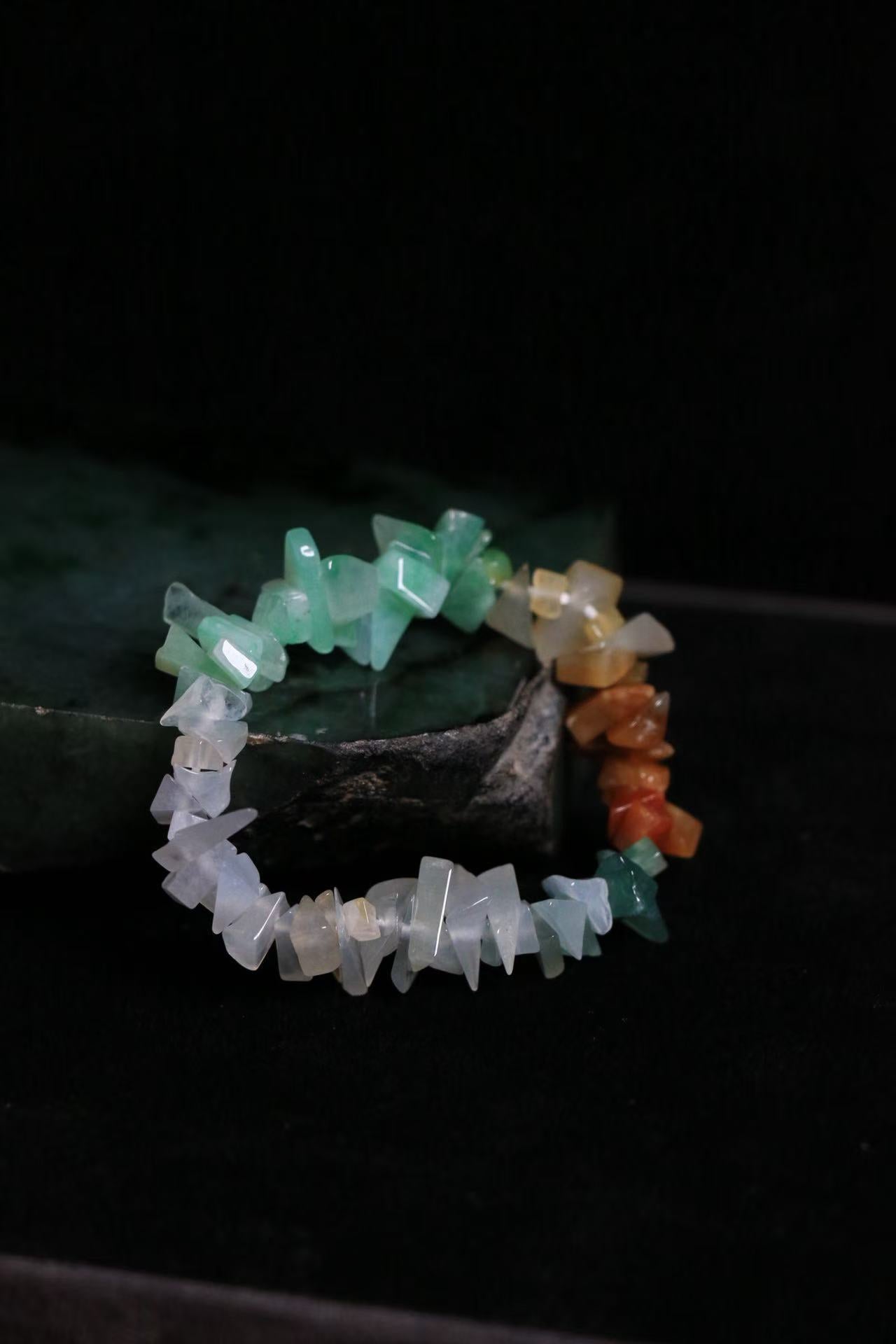 Warrior's Spike Defense Bracelet - 68 Raw Jade Shards for Anti-Negativity & Metal-Wood Element Wealth