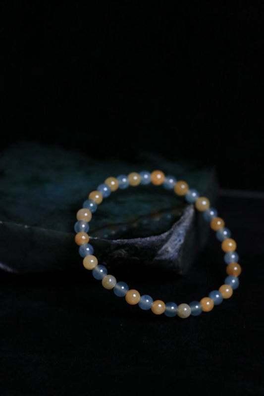 Golden Wood Energy Bracelet - 36 Yellow-Green Jade Beads for Earth-Metal Wealth & Agricultural Abundance