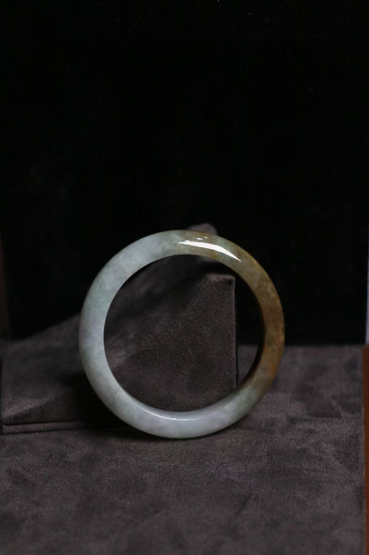 Golden White Jade Bangle - One-of-a-Kind Feng Shui Wealth Attractor & Five Elements Destiny Enhancer for Positive Energy