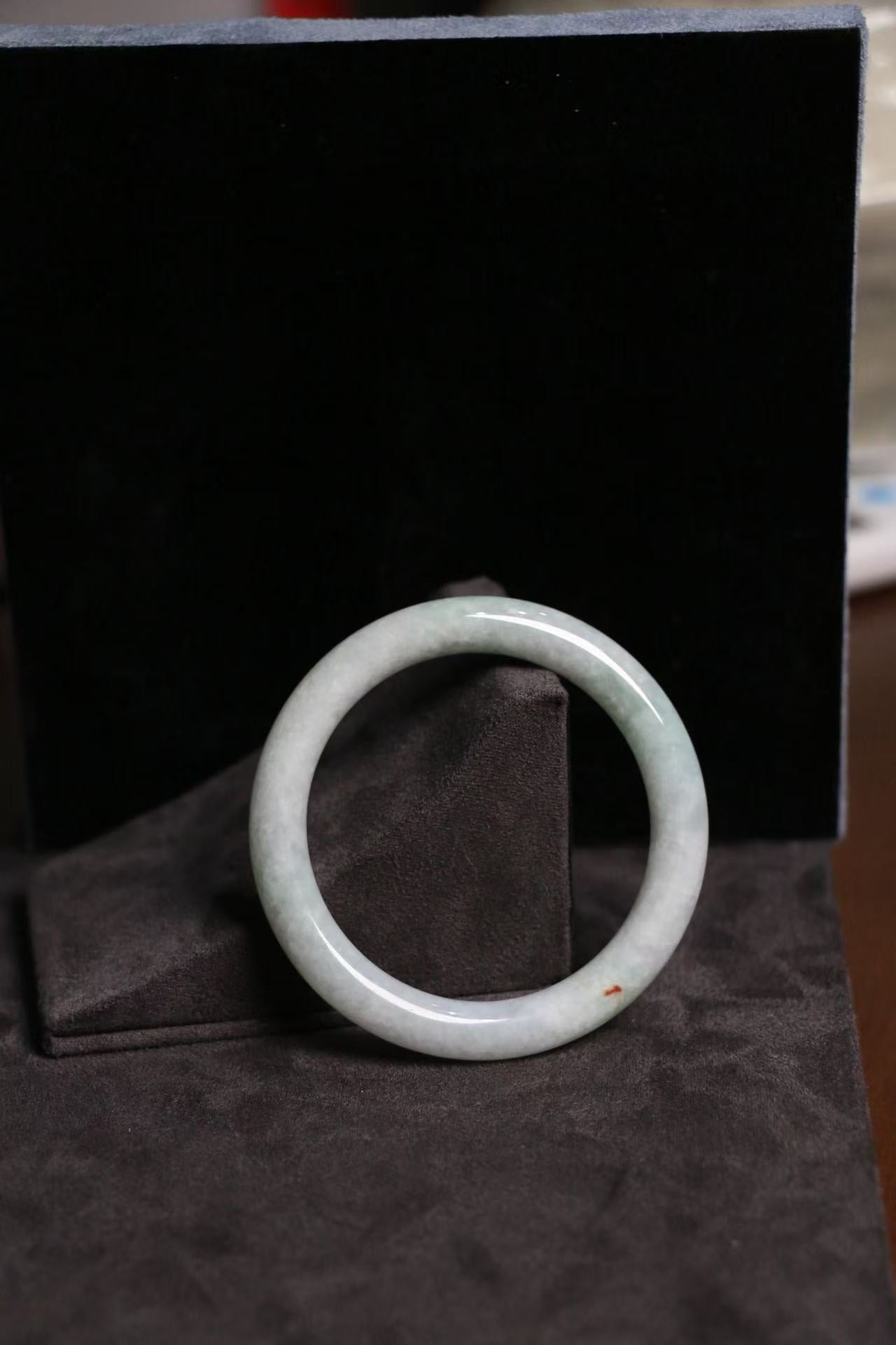 Radiant White Red Green Jade Bangle - One-of-a-Kind Feng Shui Five Elements Amulet for Energy Protection & Abundance(One-of-a-Kind)