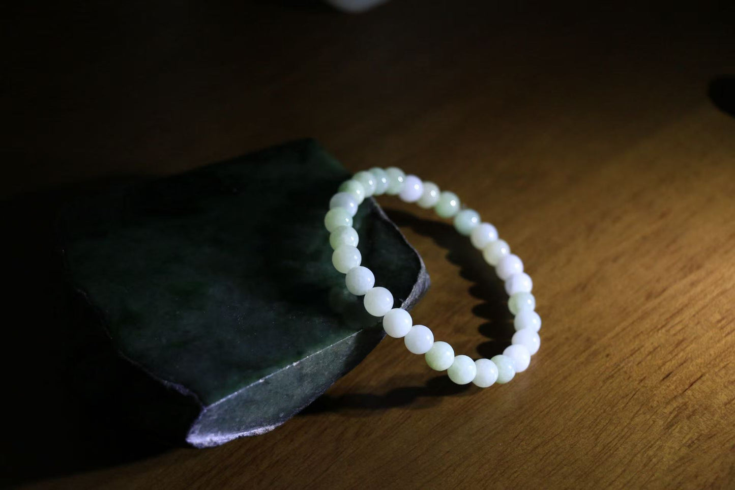 Unique Multi-Color Peas Jade Bracelet - Five Elements Feng Shui Energy Balancer for Destiny Activation & Prosperity(One-of-a-Kind)
