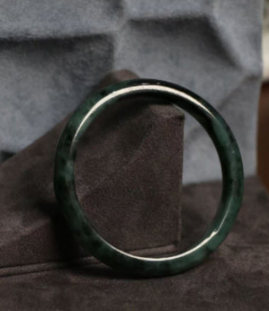 Mystic Green Black Jade Bangle - Exclusive Five Elements Feng Shui Protector for Grounding & Luck (One-Of-A-Kind)