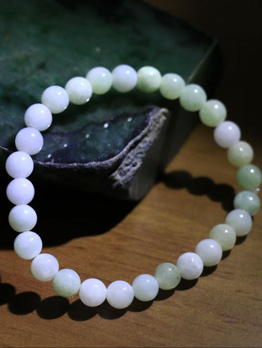 Unique Multi-Color Peas Jade Bracelet - Five Elements Feng Shui Energy Balancer for Destiny Activation & Prosperity(One-of-a-Kind)