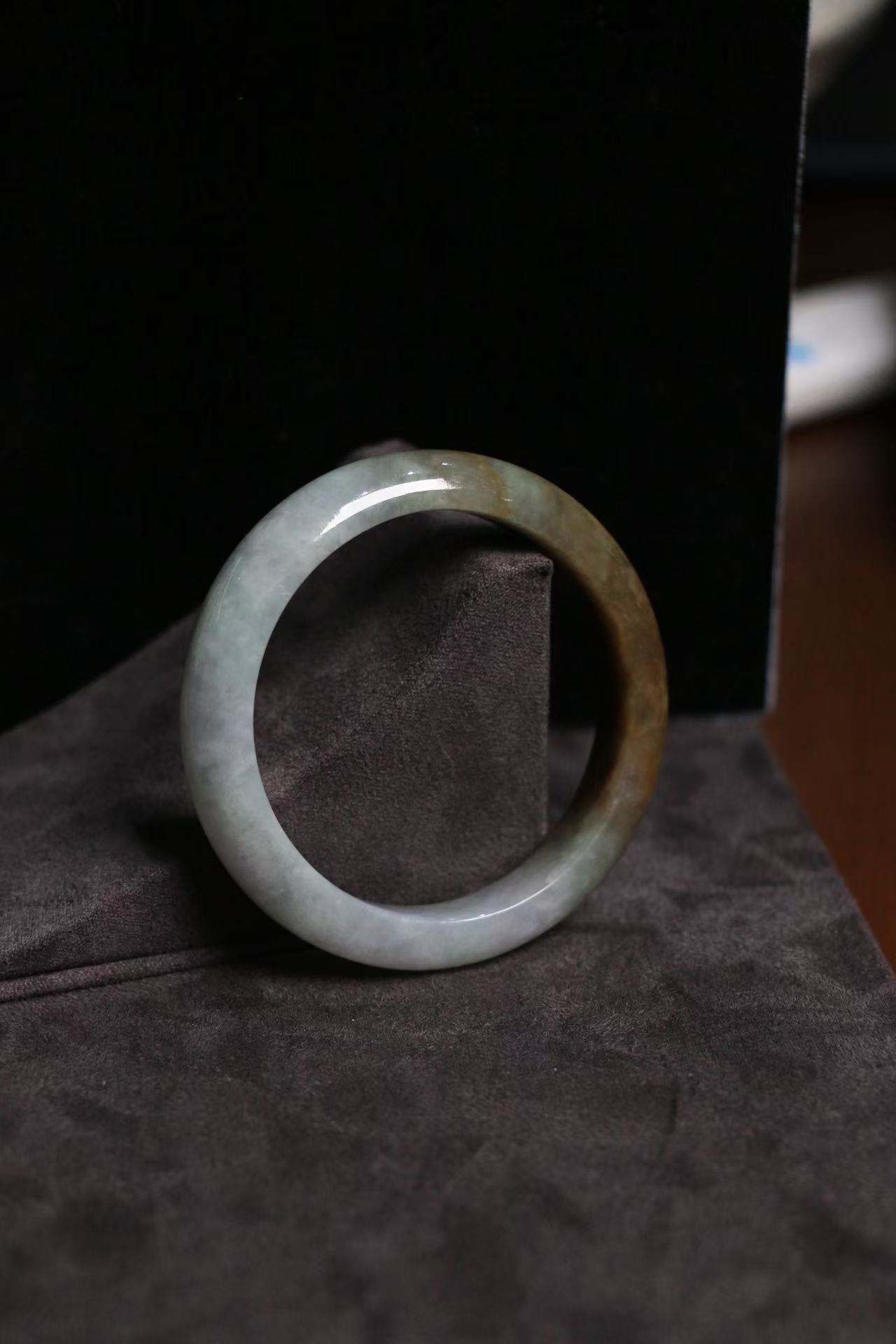 Golden White Jade Bangle - One-of-a-Kind Feng Shui Wealth Attractor & Five Elements Destiny Enhancer for Positive Energy