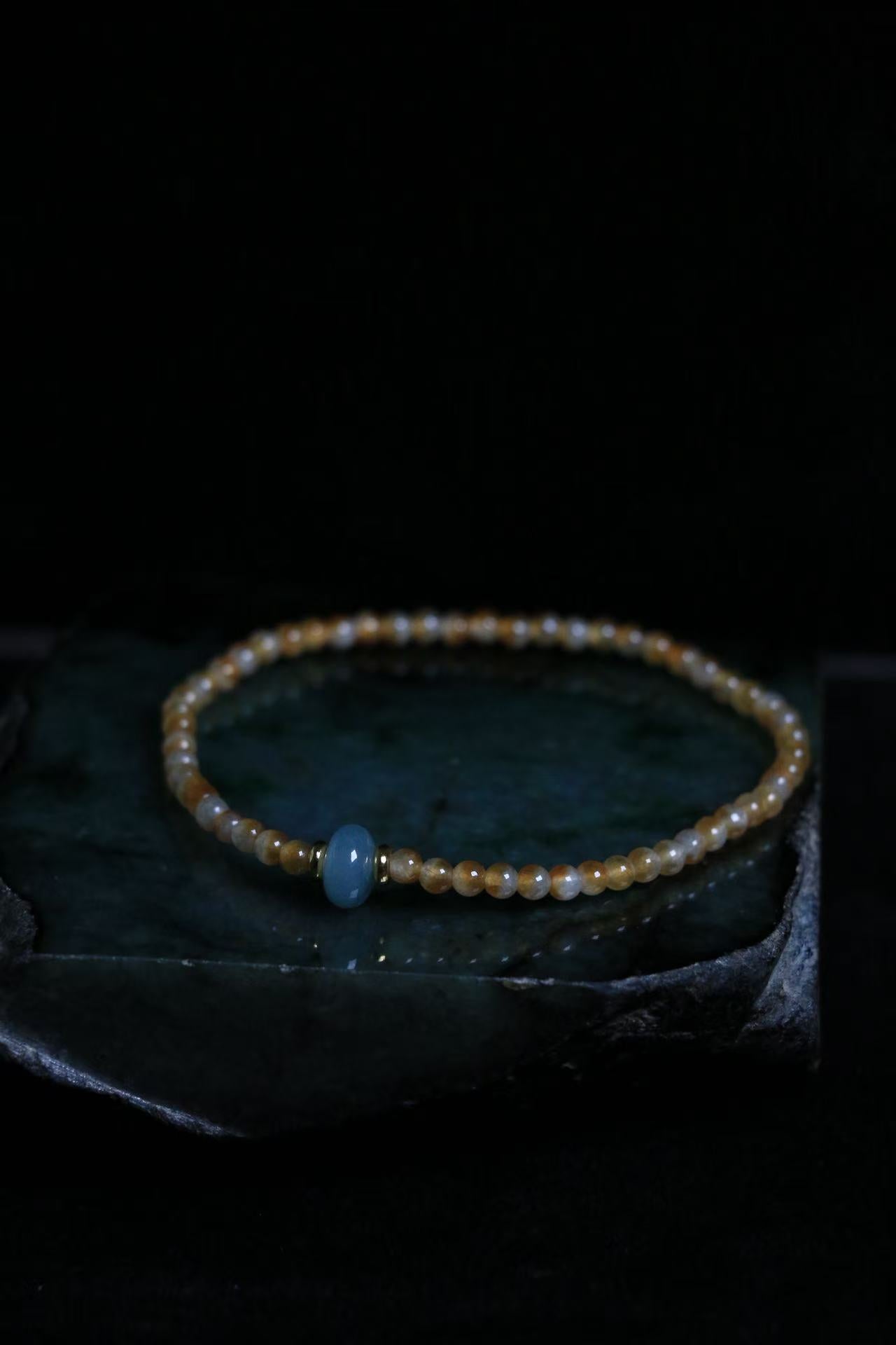 Dragon's Seed Money Bracelet - 56 Golden-Green Jade Beads for Continuous Wealth Flow & Career Growth