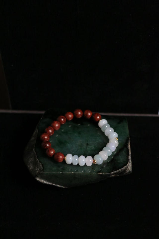 Triple-Element Purple-White-Green Jade Bracelet - Agarwood Infused for Metal-Water-Fire Wealth & Career Success