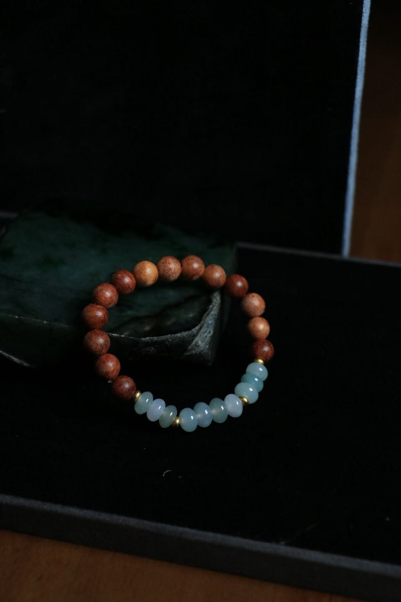 White-Green Jade & Agarwood Energy Bracelet - Metal-Wood Fusion for Wealth Boost & Career Protection | Feng Shui Harmony