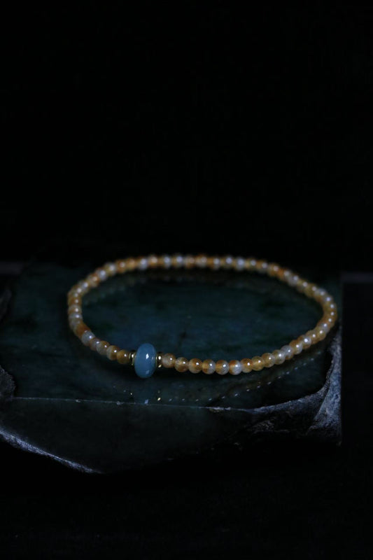 Dragon's Seed Money Bracelet - 56 Golden-Green Jade Beads for Continuous Wealth Flow & Career Growth